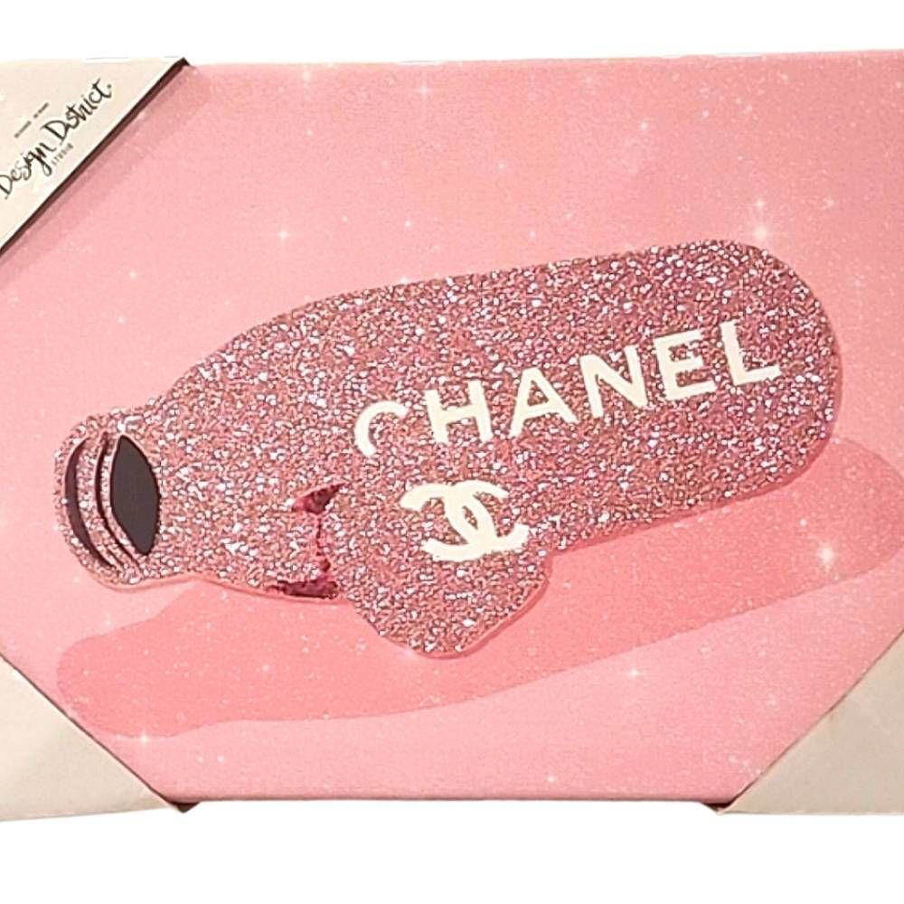Design District Poppin Bottles w/Chanel Glitter Embellished Canvas Wall Art